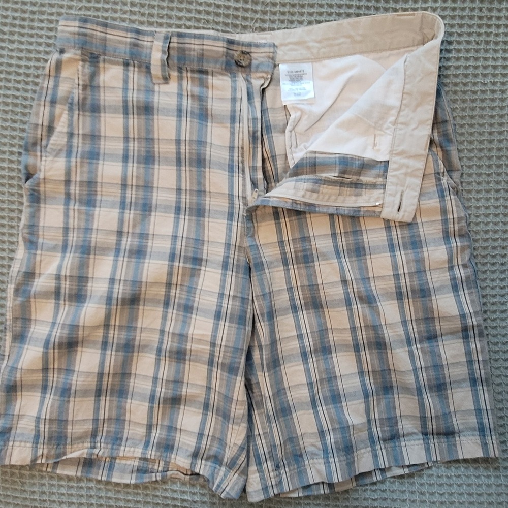 Columbia Plaid Shorts Mens 34 Blue Tan Cotton Hiking, Outdoor, Summer‎ AM4472 - Picture 9 of 10
